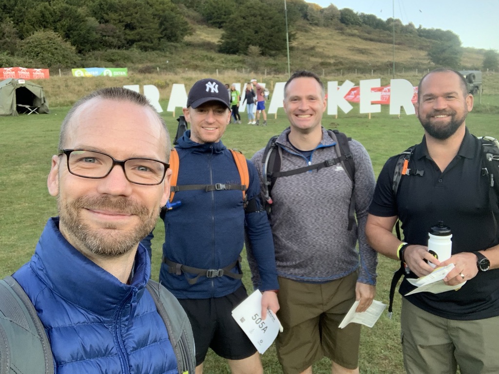 Brendan Ellis with his Trailwalker teammates at the start of the event